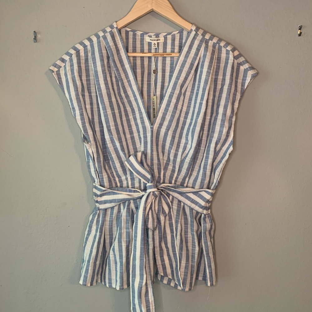 Linen Inspired Cinched Waist Blouse